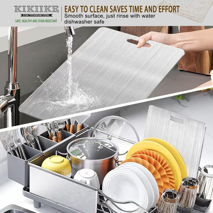 Ніжкова дошка Titan 2025: 100% титан, кухонна, двостороння, з антипригарним покриттям (34 x 23 см)