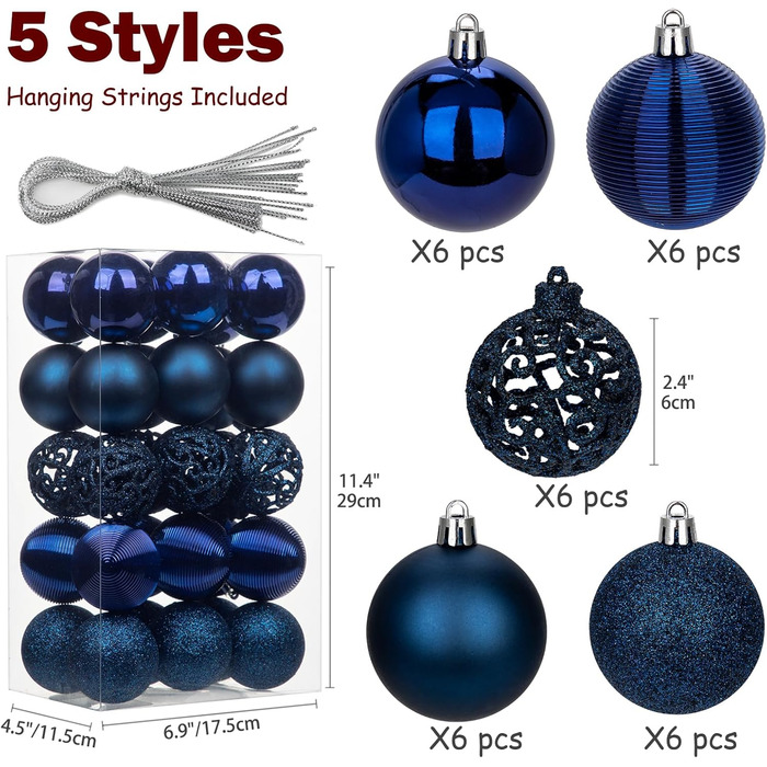 Новорічні кулі-прикраси 5см, 30 шт., золото, пластик. Міцні кулі для ялинки. Новорічні прикраси для ялинки, 30 шт.