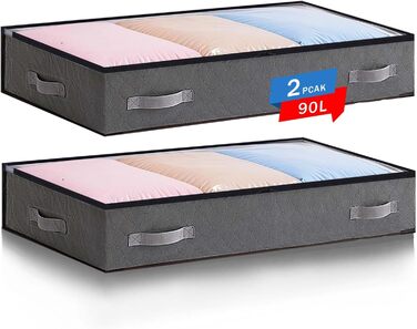 Комод під ліжко, 90л, органайзер для зберігання речей, коробка для білизни, постільної білизни, одягу (сірий)