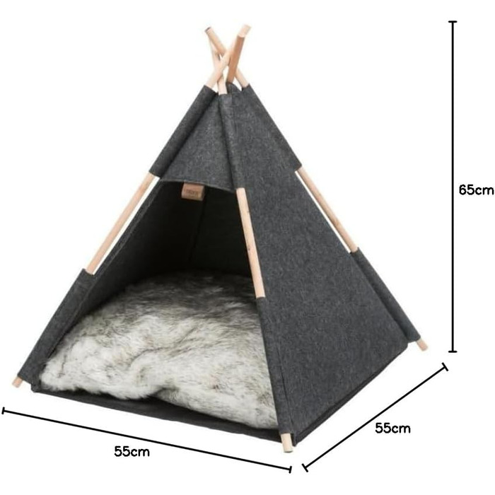 Типи Тіпіхоле, іграшковий будиночок з фетру, 55x65x55 см, антрацит
