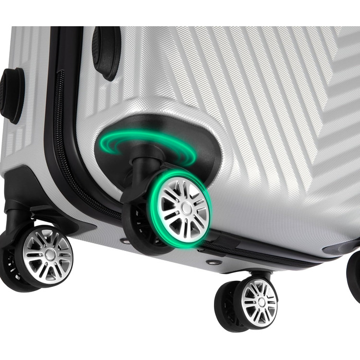 Набір валіз xRace 3 шт. ABS, 20/24/28 дюймів, ручна поклажа, TSA, 360° колеса, стійкий до ударів, преміум підкладка (Сріблястий)