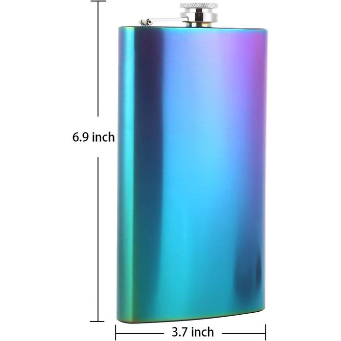 Фляга TANEAXON з воронкою та коробкою, нержавіюча сталь, не протікає (Райдужний колір, 355 мл)