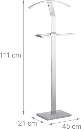 Relaxdays Valet Stand, Clothes Rack made of Metal, Silent Butler Freestanding, Clothes Butler, HBT: approx. 111 x 45 x 21 cm