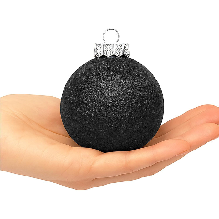 Чорні новорічні прикраси SLEETLY 28 шт. - кулі, льодинці, сніжинки. Стійкі до пошкоджень, пластикові
