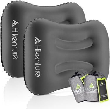 HIKENTURE Camping Pillow [2-Pack], Inflatable Travel Pillow Ultralight, Ergonomic Head Pillow Neck Pillow for Camping, Travel, Outdoor