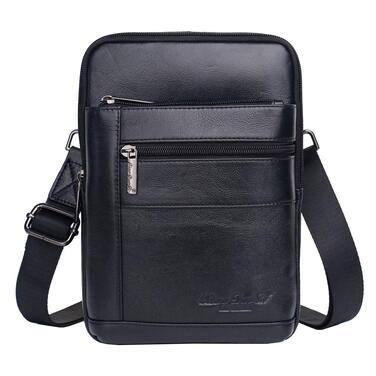 Шкіряна сумка-месенджер через плече Crossbody для чоловіків та жінок, чорна