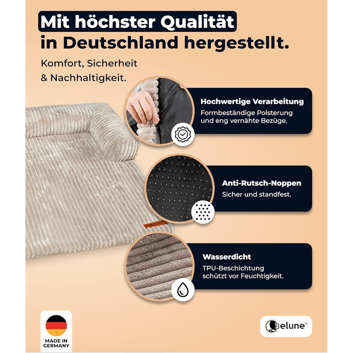 Диванчик для собак Belune Hundecouch Deluxe - миючий, бежевий, L (120x95 см)