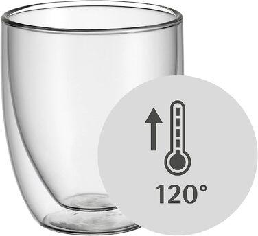 WMF Double-Walled Cappuccino Glasses Set, 2-Piece, Double-Walled Glasses 250ml, Floating Effect, Thermal Glasses, Heat-Resistant Tea Glass, Coffee Glass