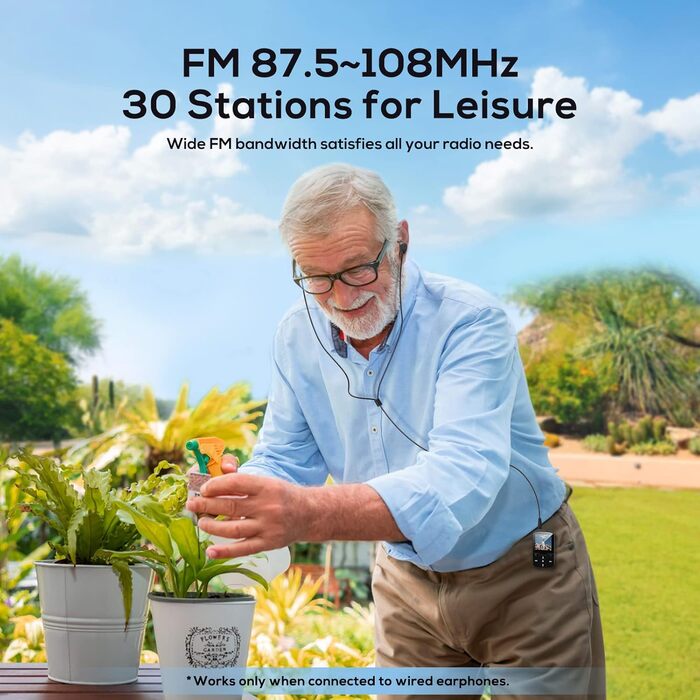 MP3 плеєр Bluetooth 5.3 16GB, Радіо, E-Book, Крокомір, Диктофон, Підтримка MicroSD до 128GB (Чорний)