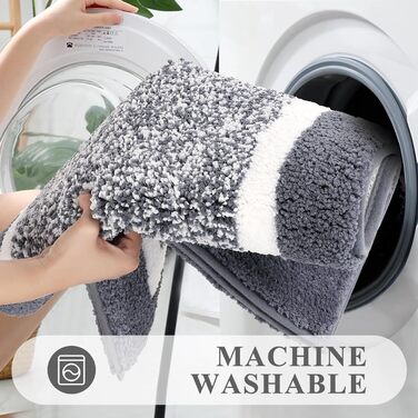 Килимок для ванної кімнати SHACOS, антиковзкий, м'який, водопоглинаючий, 45 x 65 см, сірий