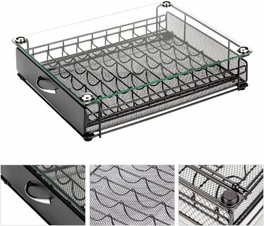 Тримач для капсул Vertuo Rice Rat для Nespresso Vertuo, 50 капсул, чорний, скляний каркас (прозорий)