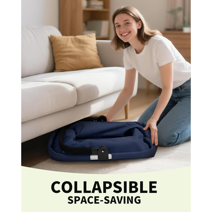 Складаний кошик для покупок 35L з 2 стійками, сімейний, з алюмінієвою ручкою, водовідштовхуючий, для пікніків, подорожей, кемпінгу, подарунок (Синій, 35L (48x28x26cm))