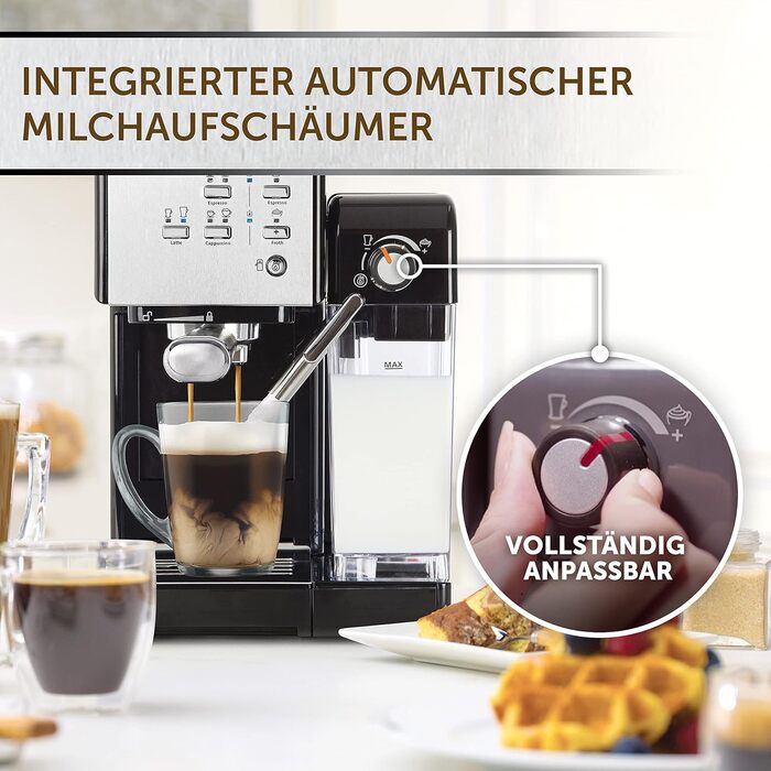 Breville Prima Latte II Espresso | Latte and Cappuccino Machine | 15-bar Professional Pump and Milk Frother | Silver [VCF108X], 19 Bar