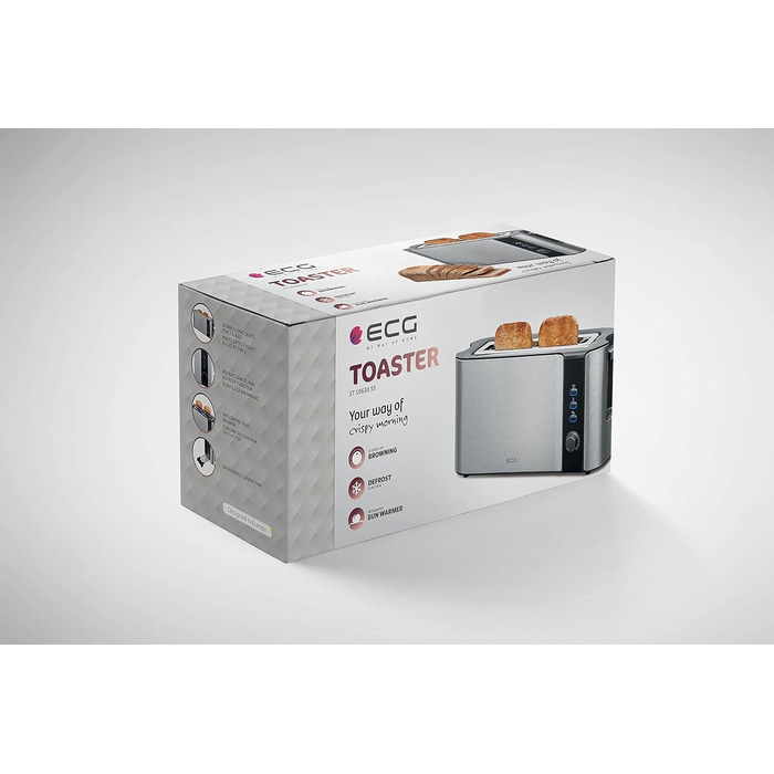 Тостер ECG ST 10630 SS з нержавіючої сталі, чорно-срібний
