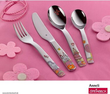 Дитячий столовий прилад WMF Prinzessin Anneli (4 шт.), нержавіюча сталь, для дітей від 3 років, без гравіювання