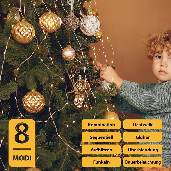 SALCAR 100 метрів LED гірлянда на мідному дроті, 1000 світлодіодів, 8 режимів, вологостійка, для декорування ялинки, кімнати, саду, вечірки, весілля, тепле біле світло