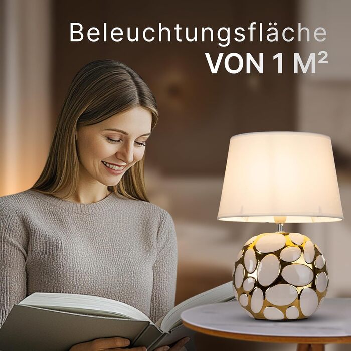 Лампа настільна ARTE LAMP Poppy LED з кабелем – Хром/Біла настільна лампа з білим текстильним абажуром для вітальні та спальні, кольору маку