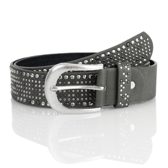 Жіночий широкий ремінь Irisaa з заклепками в вінтажному стилі, джинсовий ремінь (95 см, антрацит)