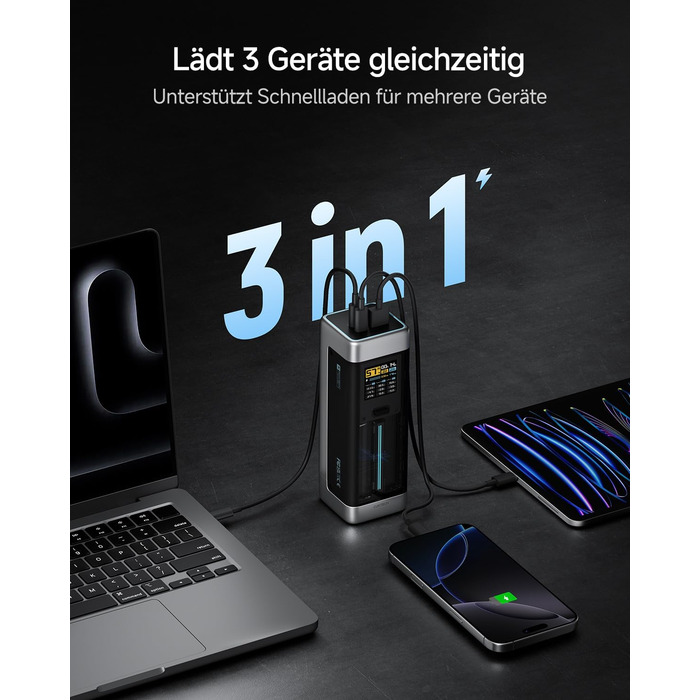 Power Bank CUKTECH 20: 25000mAh, 140W, PD3.1, 3 порти, цифровий дисплей, для ноутбуків, MacBook, Xiaomi, Galaxy, iPhone