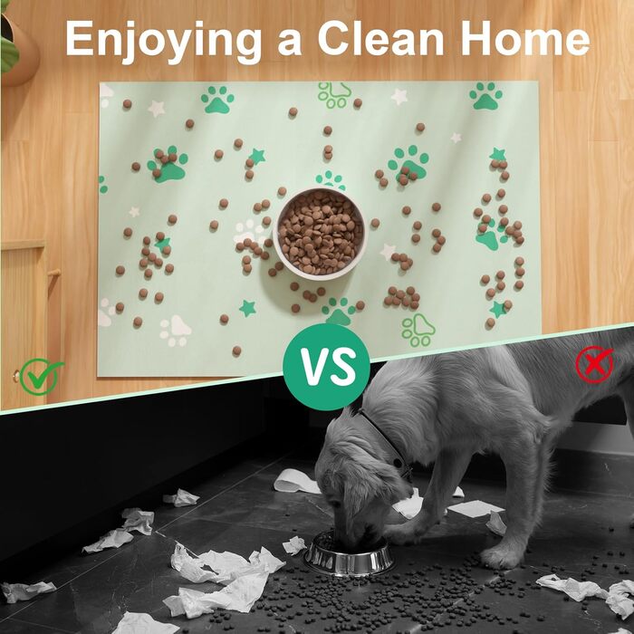 Килимок під годівницю для собак BLESWIN, 30x50 см, водопоглинаючий, антиковзний, для цуценят, зелений зірка