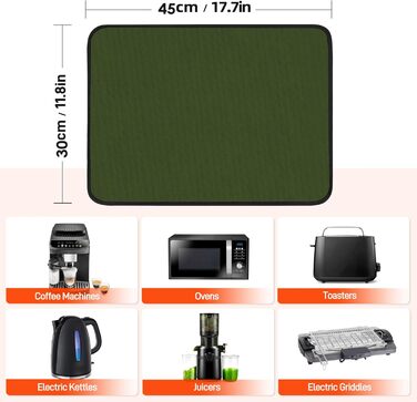 Термостійкий килимок 40 x 45 см, 1 мм - захист від нагріву для фритюрниці, вогнестійкий килимок для кухонних стільниць, масло- та водовідштовхувальний, легко миється, 1 шт. (Зелений, 30x45x0.1 см)