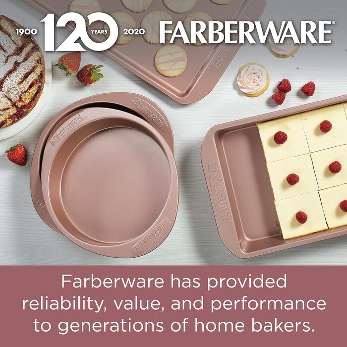 Форма для запікання Farberware антипригарна, для м'яса/хліба, прямокутна 23x13 см, рожеве золото