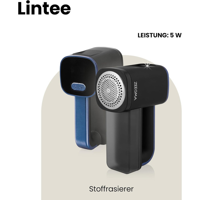 ZEEGMA LINTEE Чорний Фетрошліфувальник Електричний для різних тканин, 5W, 3 набори лез, 3 швидкості, контейнер 100 г, LCD дисплей, акумулятор 1800 mAh, LED підсвічування, USB-C кабель