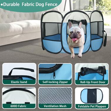 Клітка-загон для собак та котів, портативна, складна, для дому та вулиці, з дверцятами та блискавкою, Pop-Up, для кемпінгу