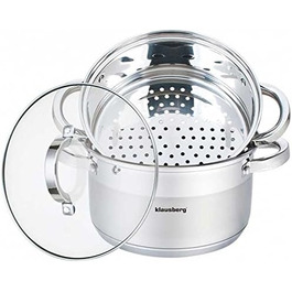 Набір каструль Klausberg Mantowarka 24 см з парогенератором, індукційне дно, склокришка (4 елементи)