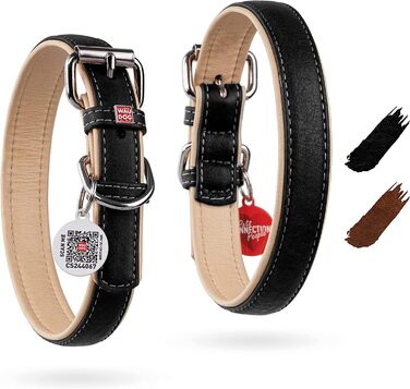 Нашийник для собак WAUDOG: шкіряний нашийник для великих, середніх та маленьких собак, цуценят. Ширина 15 мм, довжина 27-36 см. Чорний колір.
