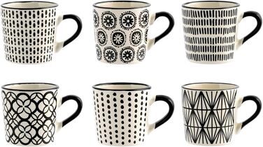 Набір з 6 кавових чашок Vhera, Stoneware, чорно-білі, 85 сс