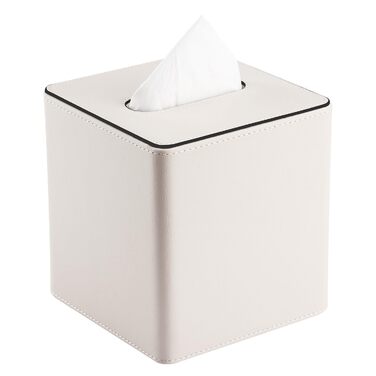 Коробка для серветок KINGFOM з екошкіри (PU), квадратна, для авто, офісу та дому, колір слонова кістка