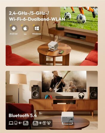 Проектор Smart Beamer N6 Pro: 4K, Full HD, WiFi 6, Автофокус, Netflix, Android/iPhone, для дому та на вулицю