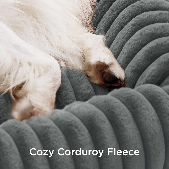 BEDSURE Лежанка для собак великих порід - ортопедична лежанка для собак 91x68x20 см з м'яким флісовим покриттям, ковзаюча лежанка з високим бортиком сірого кольору L 91 x W 68 x H 20 см