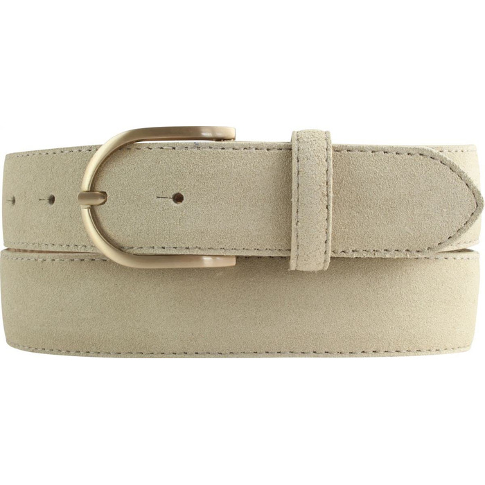 Жіночий ремінь Beltinger з велюру 3.5 см, бежевий з золотою пряжкою 90 см