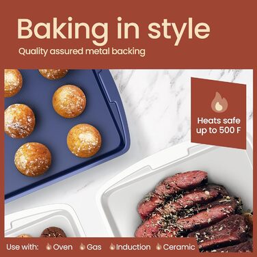 Набір форм для випічки Royal Blue (10 шт), з антипригарним покриттям, з вуглецевої сталі, стакесний, економний, придатний для миття в посудомийній машині, стійкий до бруду, без PFOA/PFOS/PTFE, термостійкий до 230 °C