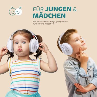 Навушники для захисту від шуму для дітей та немовлят 2-в-1 - комфортні навушники для сну, подорожей та заходів (до 4 років) - бежевий
