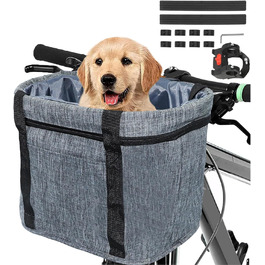 Складаний водовідштовхуючий кошик на кермо велосипеда, знімний, алюмінієвий каркас, для собак та котів, для походів, пікніків, покупок (Чорний) (Сірий A)