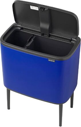 Сміттєвий відер Brabantia Bo Touch Bin 36 л, металевий, з двома внутрішніми відрами (11 л + 23 л), Mineral Powerful Blue, 54 x 32 x 68 см