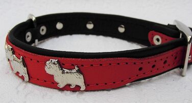 Льорочок для собак Westie, шкіряний, обхват шиї 30-36 см, червоний, новий