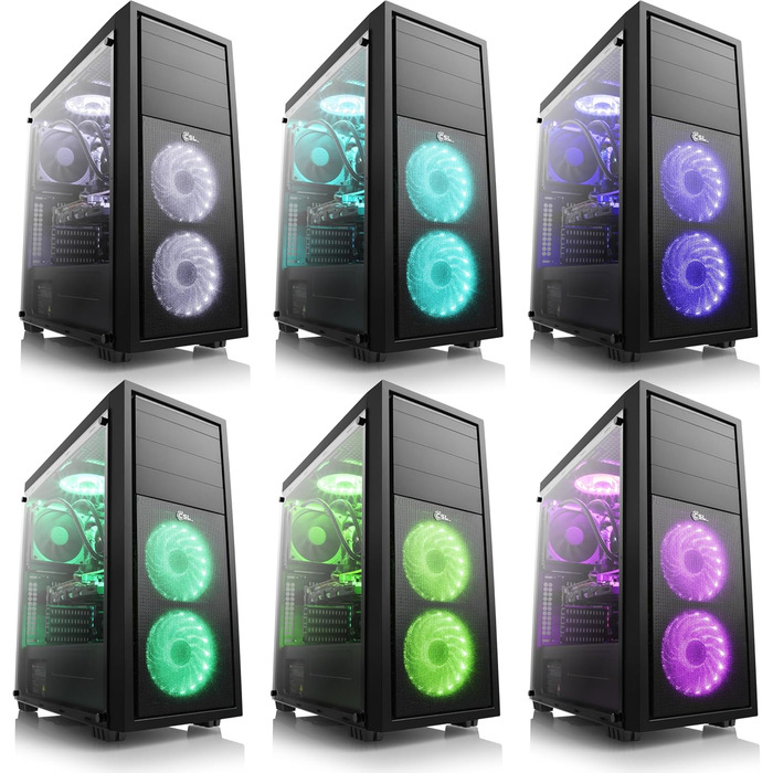 Корпус для ігрового ПК VITRUM PRO - Midi Tower, RGB підсвічування, скляна бічна панель, встановлені вентилятори, ATX, mATX, Mini-ITX, білий (APOLLON)