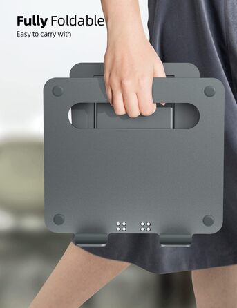 NULAXY Adjustable Laptop Stand - Ergonomic, Portable, Foldable, Supports 10kg, 10-17 inch Compatible - Space Grey