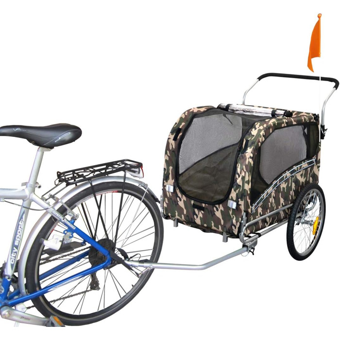 Причіп для собак Papilioshop Argo - зелений (маскування), S-M-L - для собак середніх та великих порід