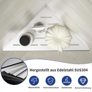 Bernkot Eck Duschregal, Edelstahl 304 Bathroom Shelf for Tiled Walls, Recessed Shelf for Bathroom Renovation (Brushed, 254mm - 2 Pack)