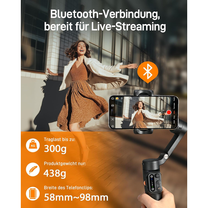 Hohem iSteady X3 SE - Стабілізатор Gimbal для смартфона, 3-осьовий, знімний пульт, 11 годин роботи, для Vlogging, Selfie, подорожей (чорний)