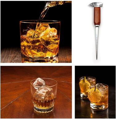 Stainless steel ice pick, ice pick for breaking ice, ice pick with wooden handle, ice pick for kitchens, bars, bartenders, best ice carving tools (long)