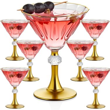 Бокали для коктейлів Martini з золотим обідком, набір 6 шт. Люкс, ручна робота