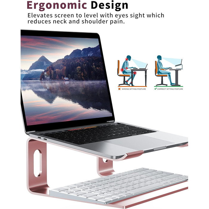 Підставка для ноутбука ALASHI на стіл, алюміній, ергономічна, 10-15.6 дюймів, червоно-золотий рожевий