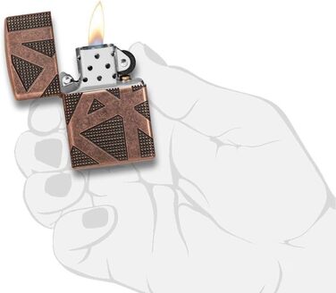 Zippo Armor Lighter, Antique Copper, Geometric Design, 360, One Size