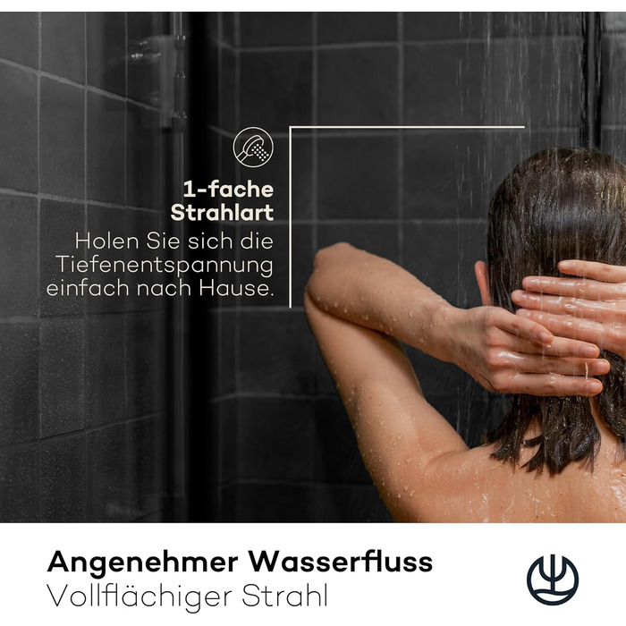 KLUDI-X1 Universal Shower Head with Hose, optional shower spray, water-saving with 3 spray patterns (Body, Hair, Skin), easy-to-clean shower head Ø 10.7 cm, shower hose 1.60 m (Chrome, 1 spray pattern)